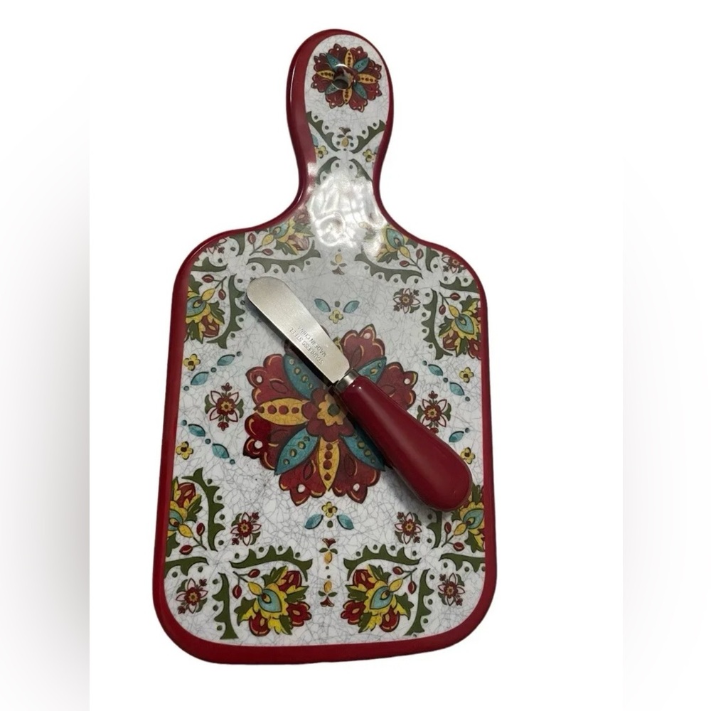 Le Cadeaux Art De La Table Melamine Red/green Floral Cheese Board AS IS READ